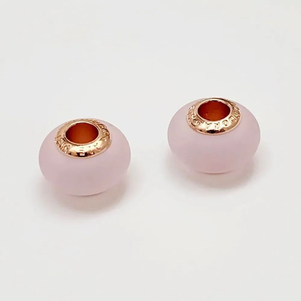 Pandora Matte Pink Murano Glass 2 Charms